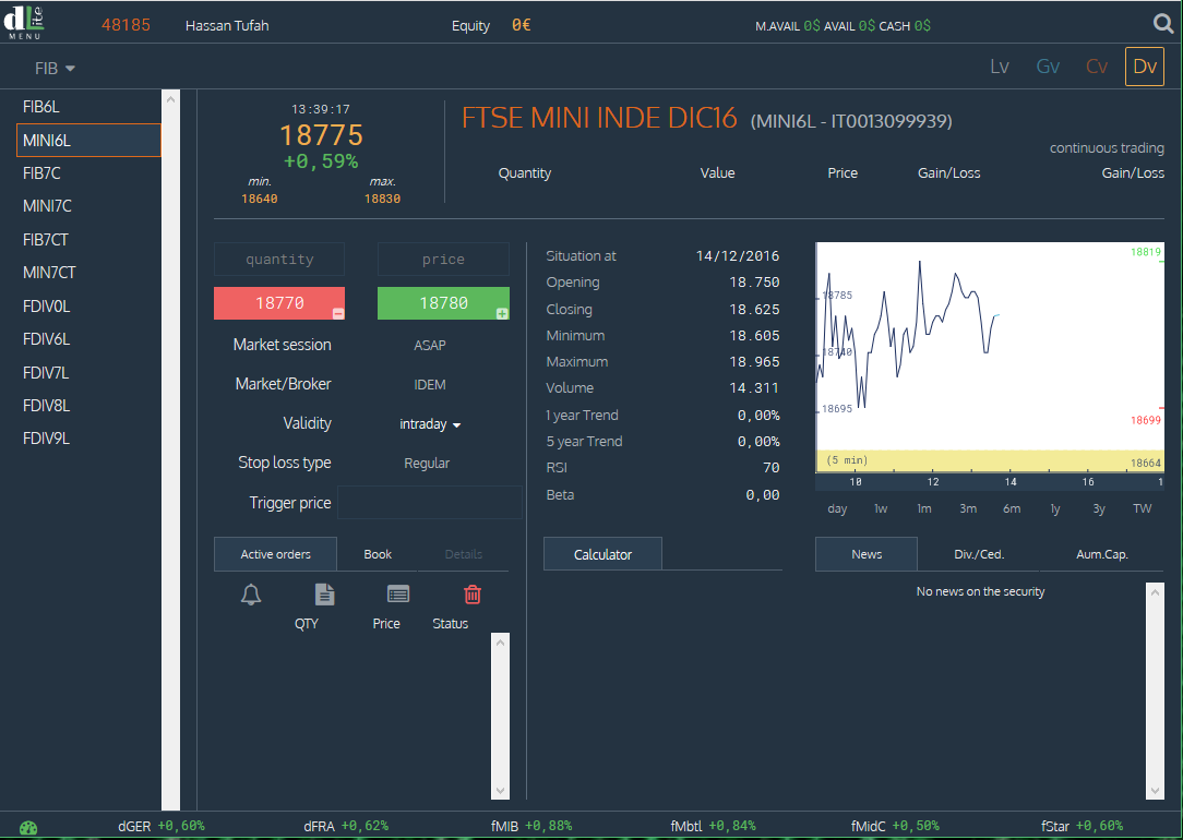 dLite web trading Platform - Desktop view