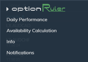 OptionRuler Login screen