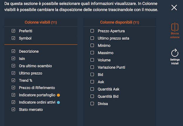 come personalizzare la visualizzazione dei dati nella vista "Lista" della dLite